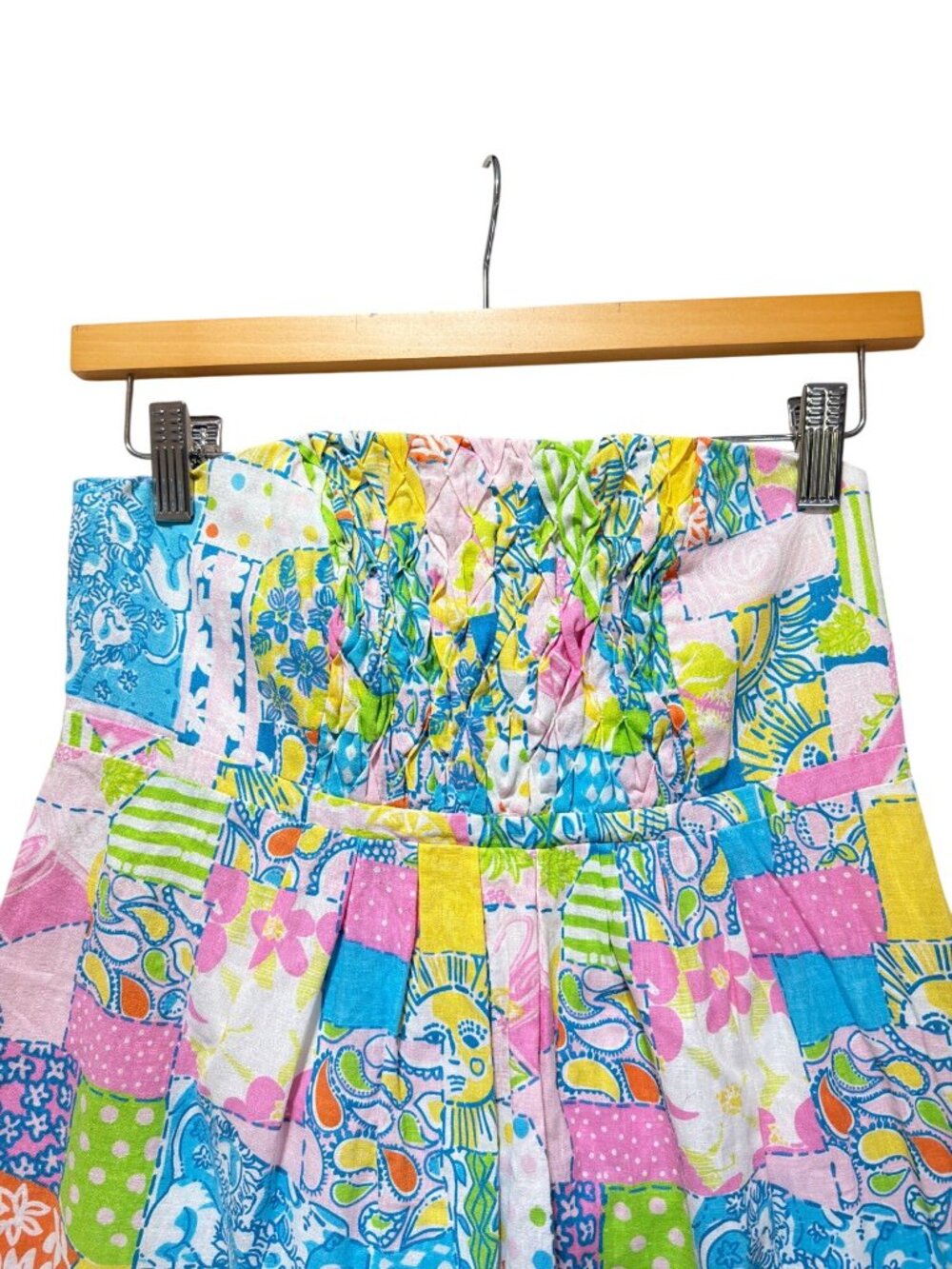 Lilly Pulitzer Vintage Y2K Gweneth Babydoll Loco Patch Madras Strapless Sun Dres - Picture 4 of 8